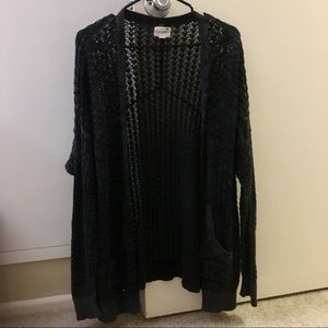 Black oversized knit cardigan